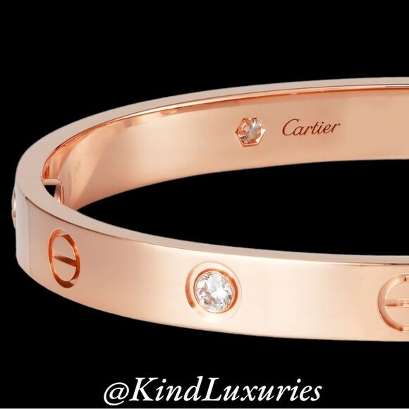 💎272💎 Plus Size Rose Gold or White Gold Carti3r LOVE Bracelet - Picture 6 of 16